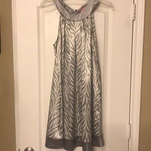 Gray and white silk dress